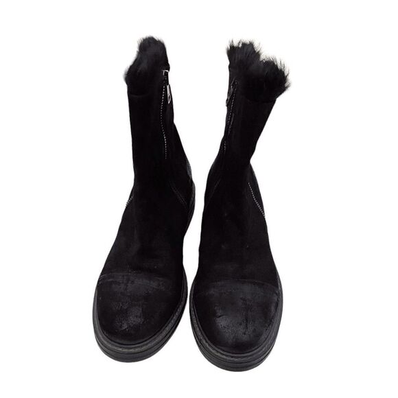 The Shoe Box Made in Italy Fur Lined Black Booties Zip Sides Size EU 36 - Picture 3 of 7
